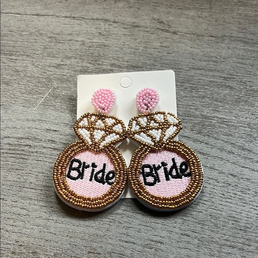 Pink and Gold Beaded 'Bride' Earrings